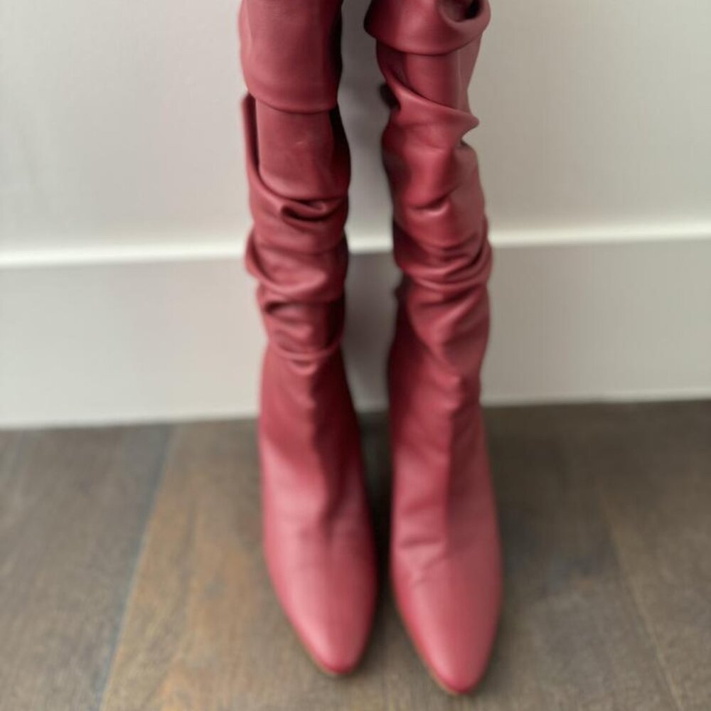 Manolo Blahnik Red Knee-High Boots